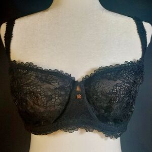 Savage X Fenty Black Romantic Corded Lace Unlined Balconette Bra, 44DDD, NWT